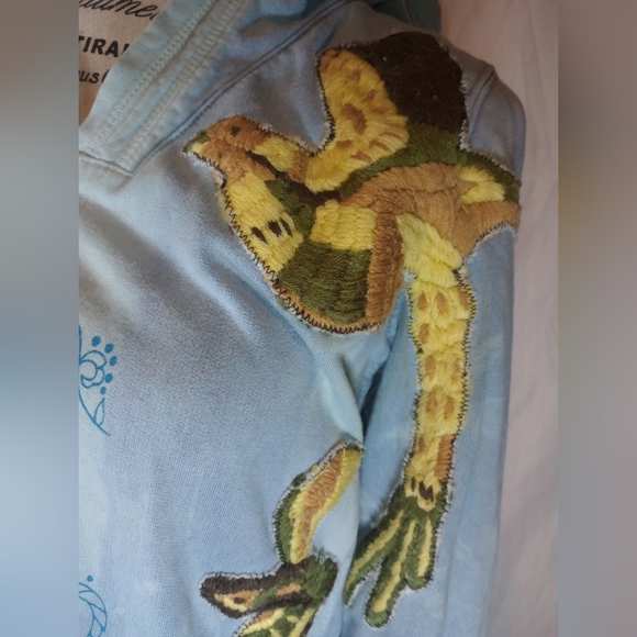 💎 RARE Free People Bird Patch Hoodie Distressed Blue NWOT - Picture 5 of 10